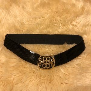 Vintage sequin stretchy belt w/ detailed buckle